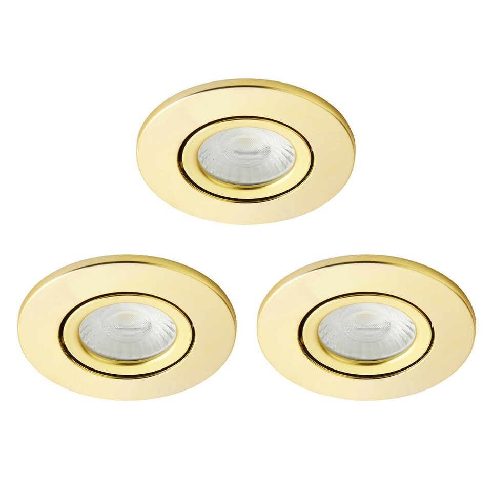 image 1 of BHS 3 x Ruva LED Fire Rated IP65 Recessed Spotlight | Gold | Satin Brass | 1