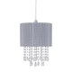image 3 of First Choice Lighting Set of 2 Voile 25cm Jewelled Grey Ribbon Pendant Shades Grey | Clear
