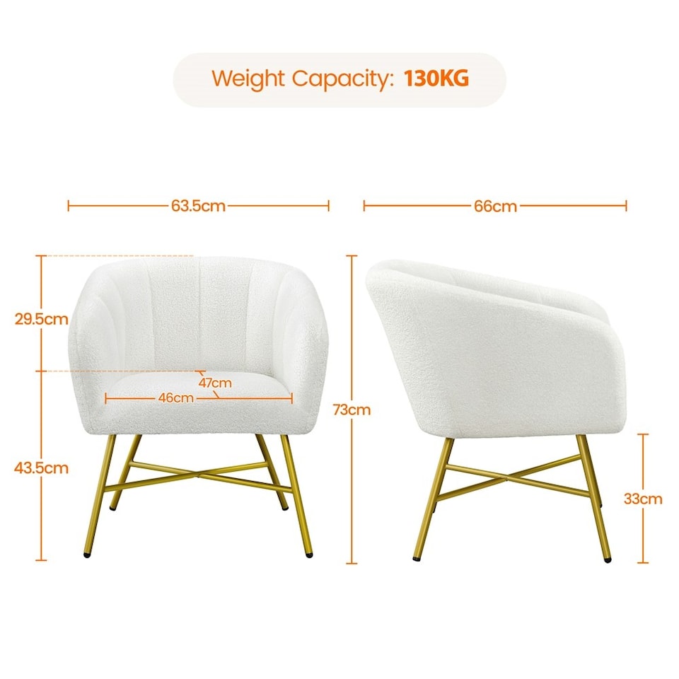 image 1 of Yaheetech Boucle Barrel Chair with Backrest Armrest White