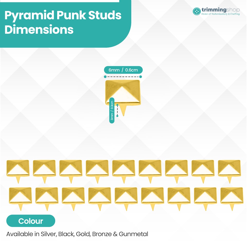 image 1 of 6mm Pyramid Shaped Nail Head Studs Square Metal Leather Rivets - 50pcs