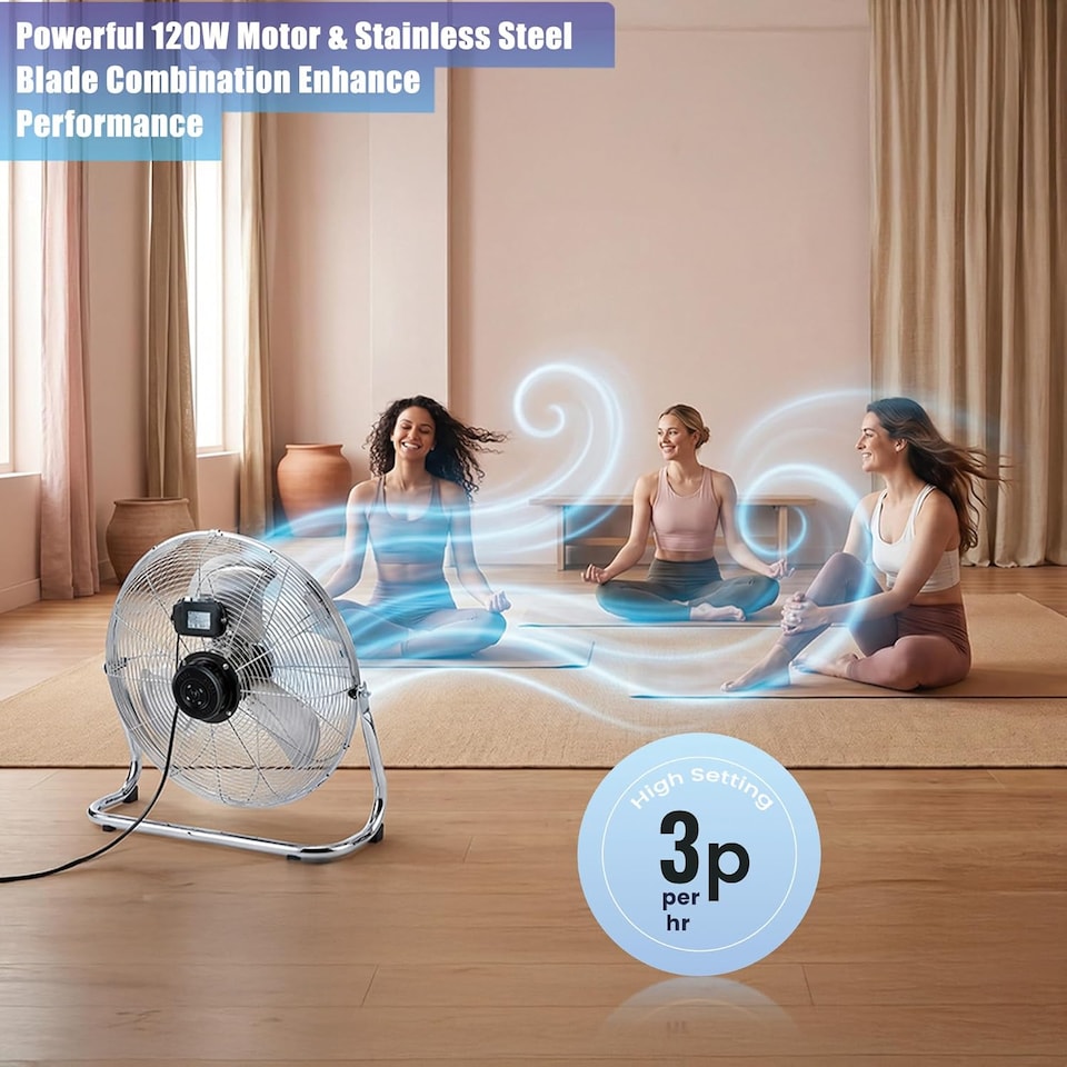 image 1 of PureMate 20-Inch High-Velocity Chrome Floor Fan
