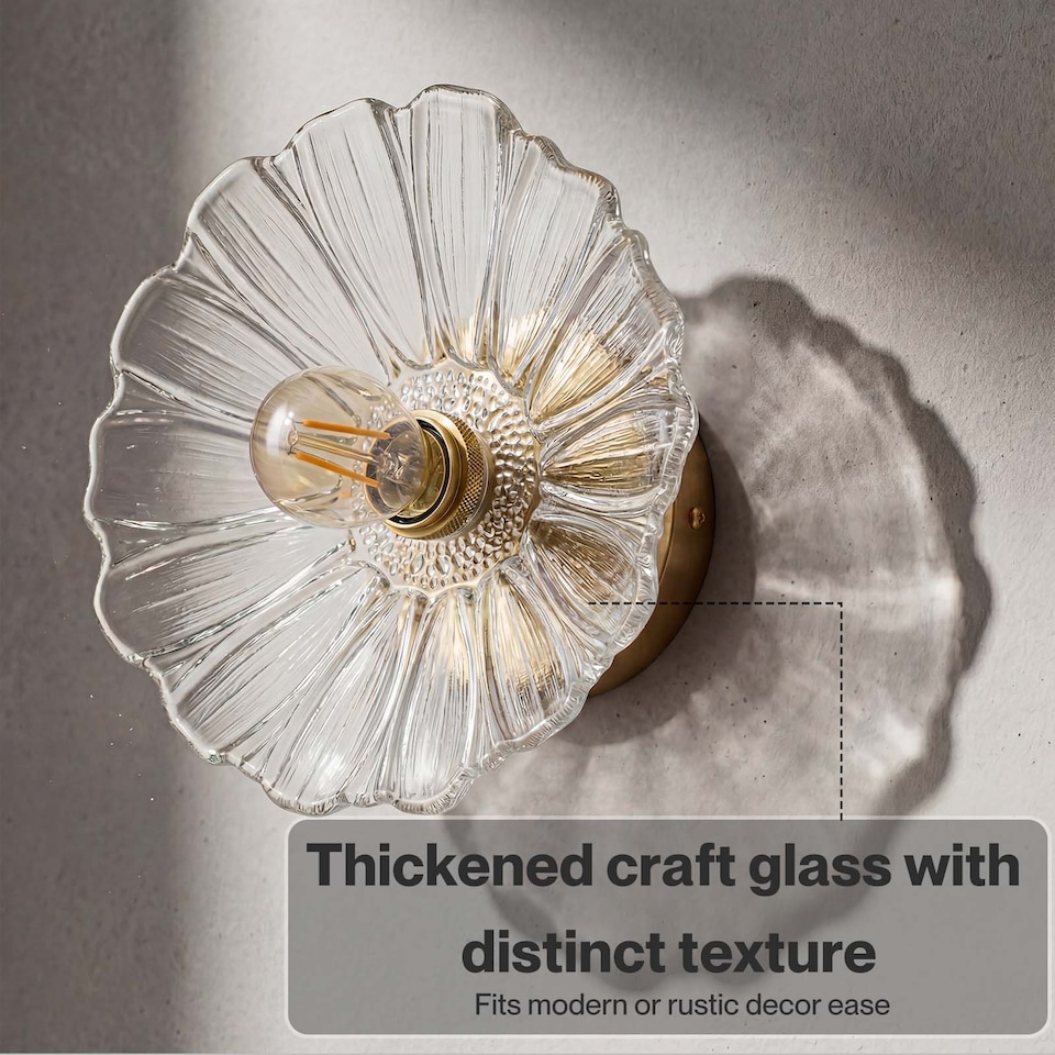 image 1 of Emitto Ceiling Light Flower Clear Glass Fixture Chandelier Flush Mount 2 PCS