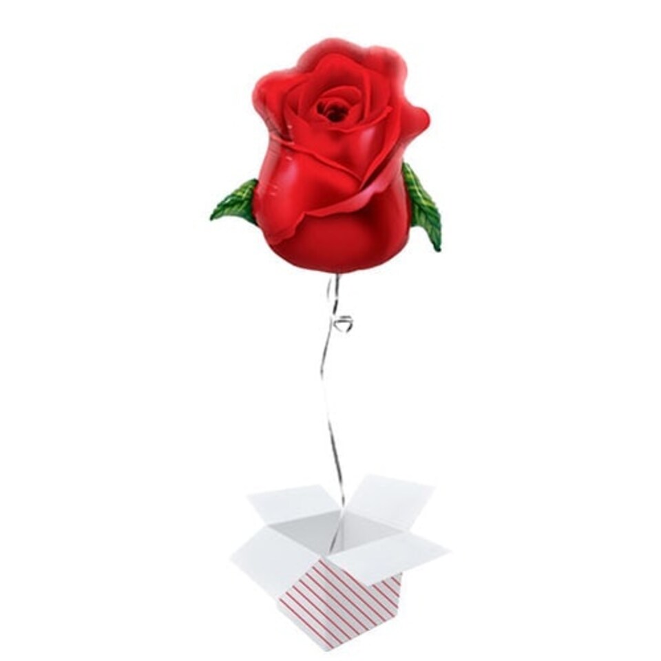 Rose Bud Helium Foil Giant Qualatex Balloon Inflated Balloon in a Box Tesco Groceries