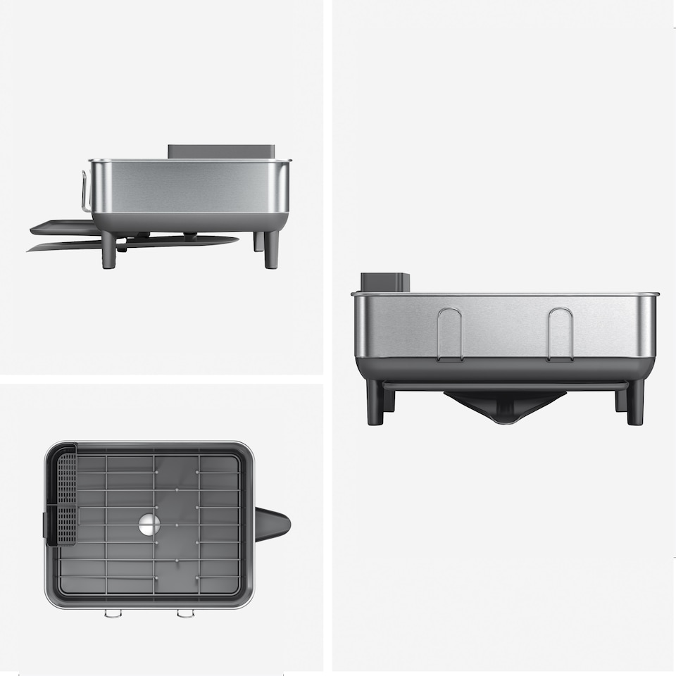 image 1 of Simplehuman Compact Steel Frame Dish Rack Dish Drainer, Brushed Stainless Steel