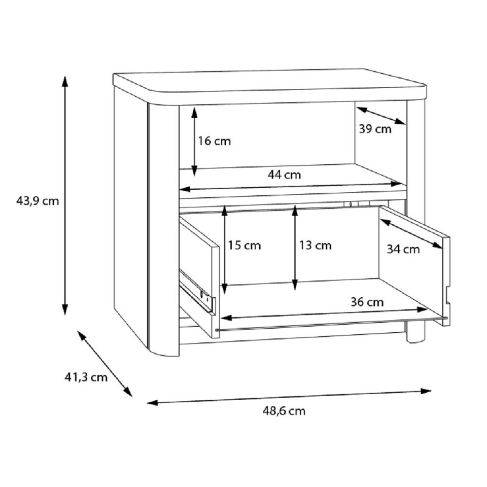 image 1 of Surfinio Grey 1 Drawer 1 Open Shelf Bedside Cabinet