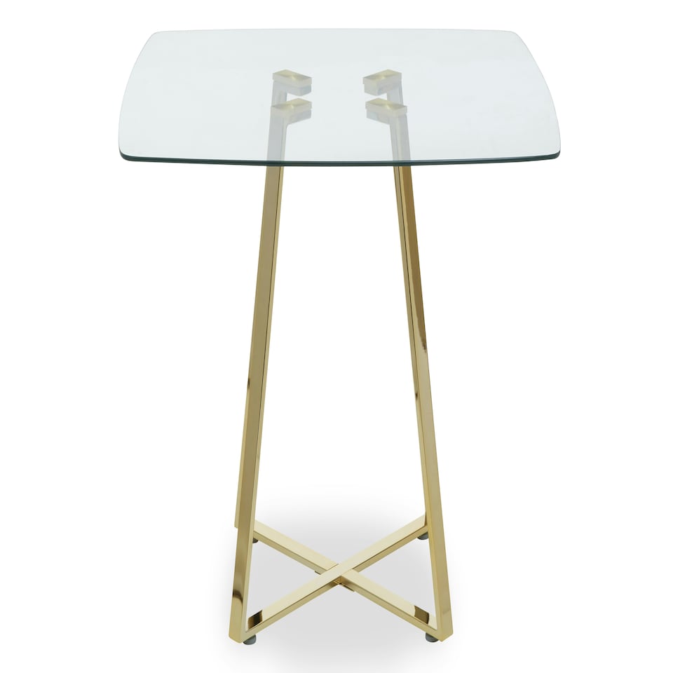 image 1 of Metropolitan Square Gold Finish Dining Table Gold