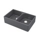 image 1 of Fireclay 2 Bowl Butler Kitchen Sink Full Weir Dark Grey 795x500mm | Grey | Soft Black | 500 x 795 x 220mm | 1