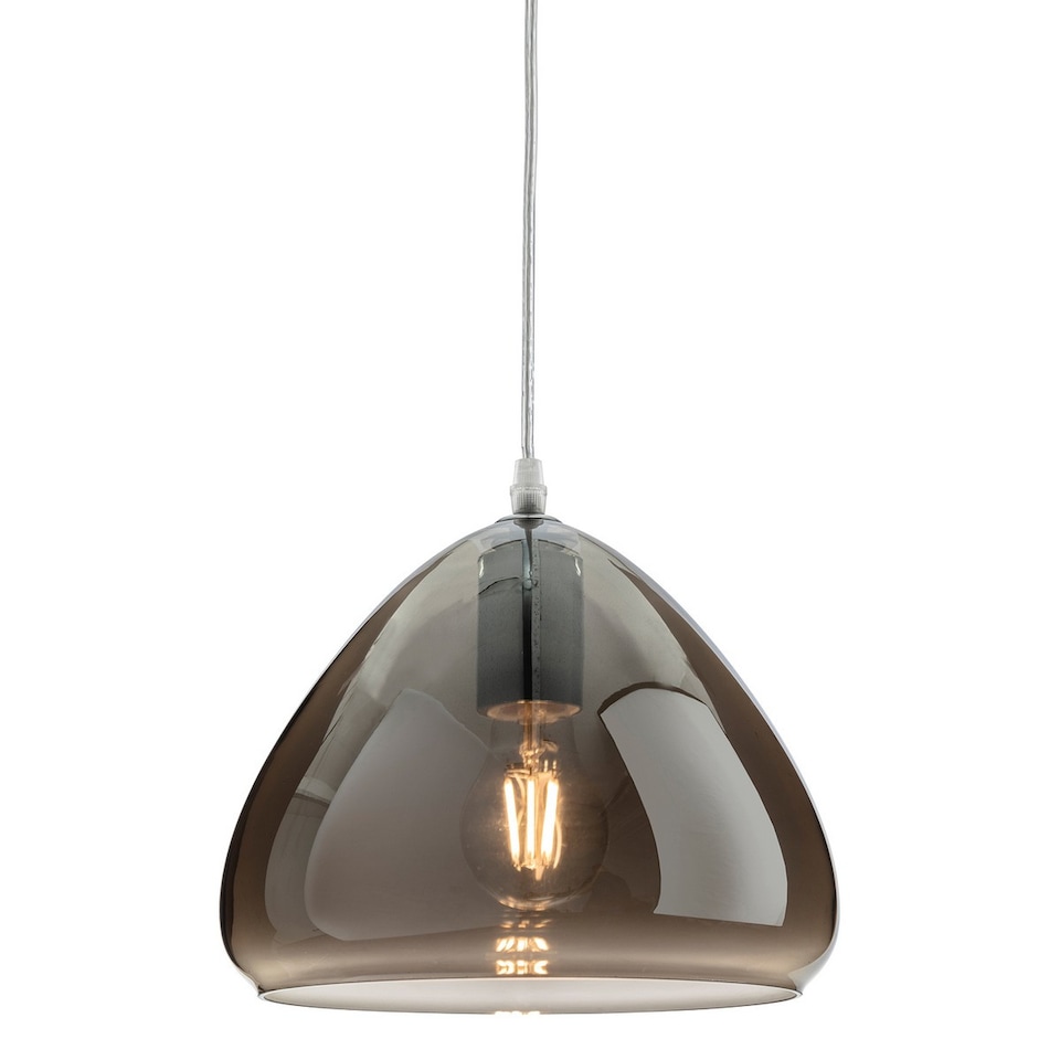 Willis Dome Pendant Light Chrome with Smoked Glass