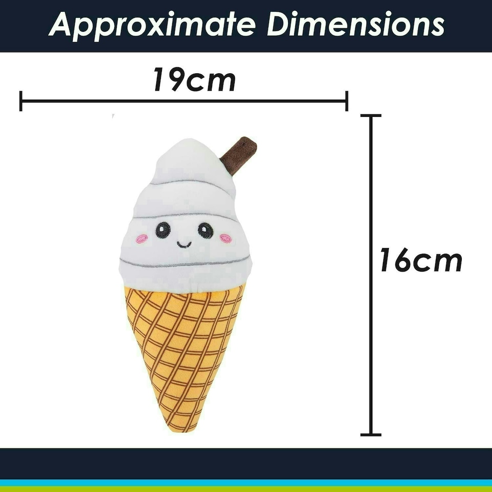 image 1 of Ice Cream Soft Toy Cute Plushie Huggable Cuddly Stuffed Toy 16cm White