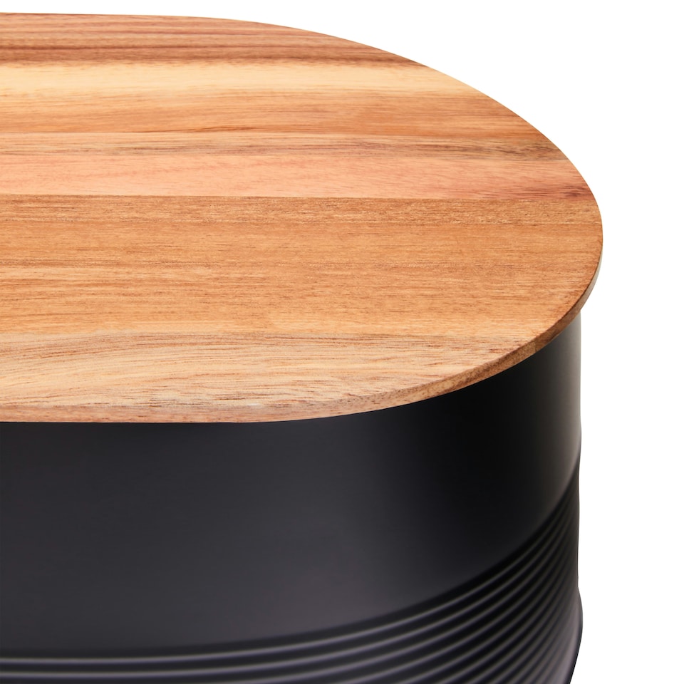 image 1 of Alton Black Bread Bin With Acacia Wood Lid Black