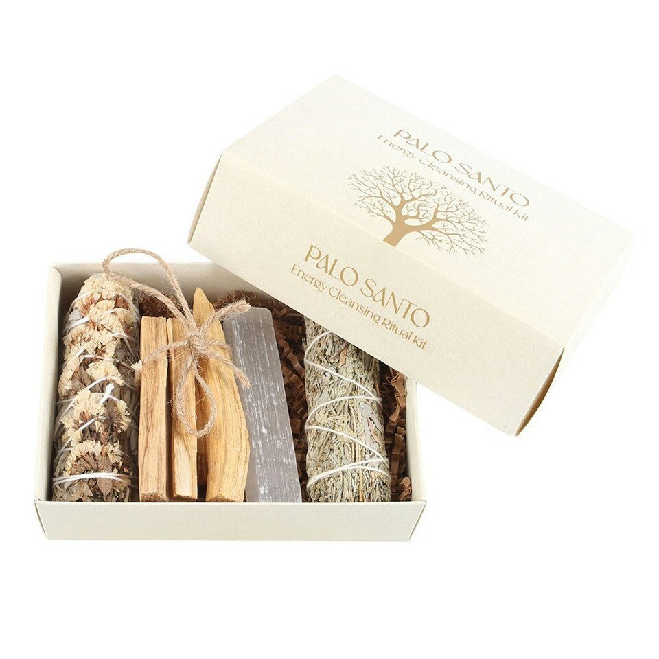 image 1 of Something Different Energy Cleansing Palo Santo Ritual Kit (Pack of 4) - White/Brown - One Size