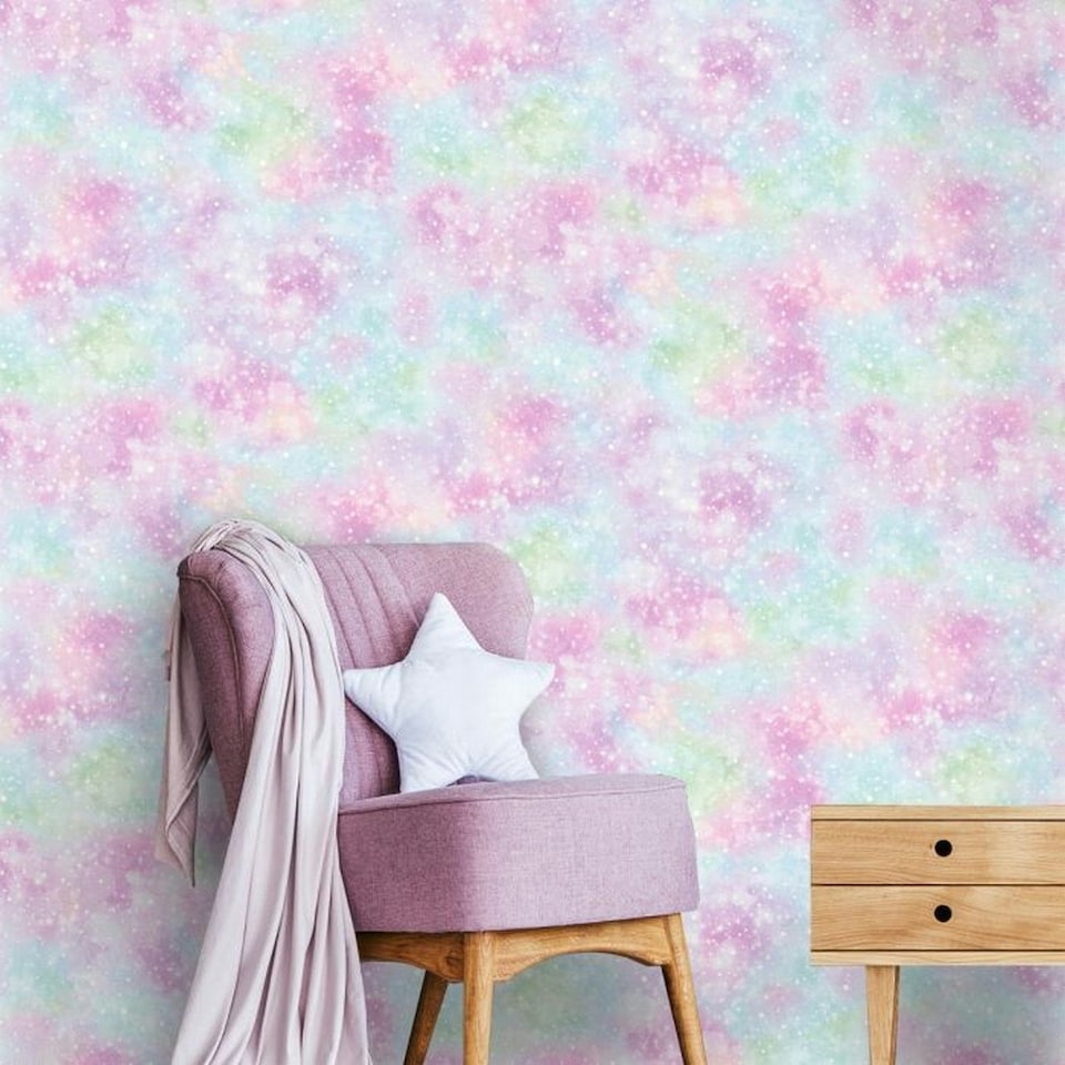 image 1 of Holden Décor Iridescent Textured Wallpaper - Teal/Purple/Pink - 10m x 53cm Green