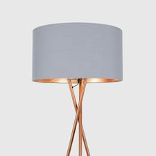 ValueLights Camden Copper Tripod Floor Lamp Grey & Copper Shade & Bulb Grey