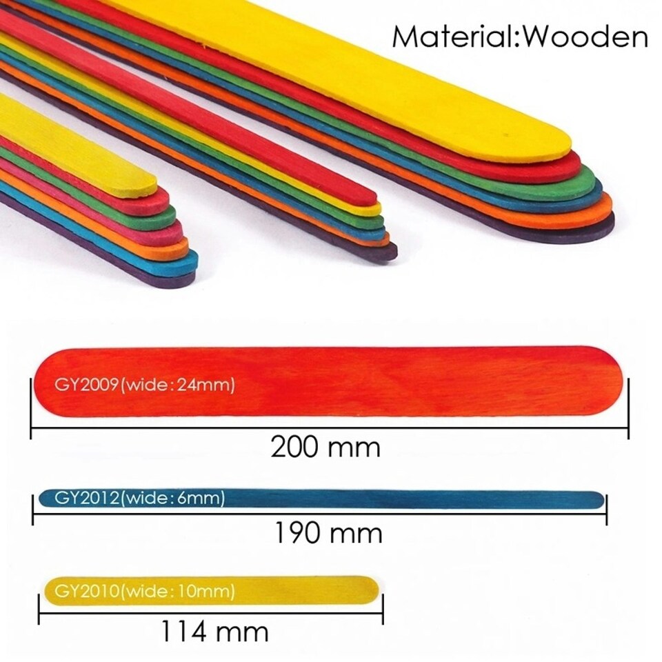 image 1 of Pack of 20 Wooden Craft Sticks 200 x 24 x 1.6mm