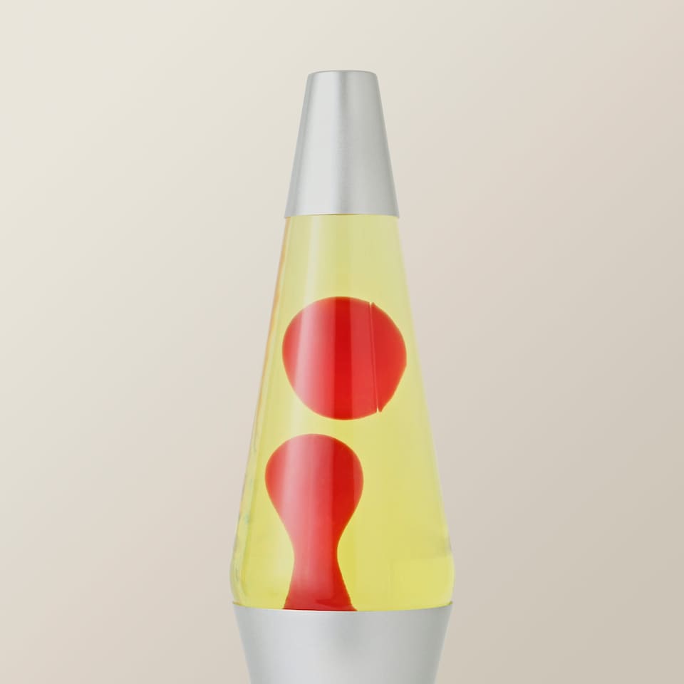 image 1 of ValueLights Razzo Lava lamp Clear Silver Illuminated Decoration and Integrated LED 1W Red Bulb