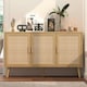 image 3 of Sideboard 3 Rattan Doors Solid Wooden Legs Cabinet Home Living Room Furniture