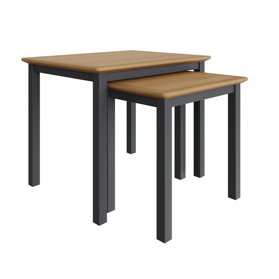 image 1 of Taberno Oak Nest Of 2 Tables Graphite Blue Blue