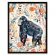 image 1 of Gorilla Ape with Wildflowers Floral Watercolour Black Framed Wall Art Print A4