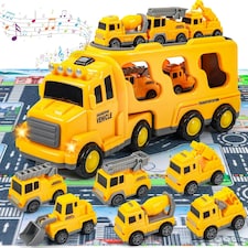 Transport Carrier Toy Set with 6 Vehicles, Musical Effects, Educational Gift for Children 3+ Years