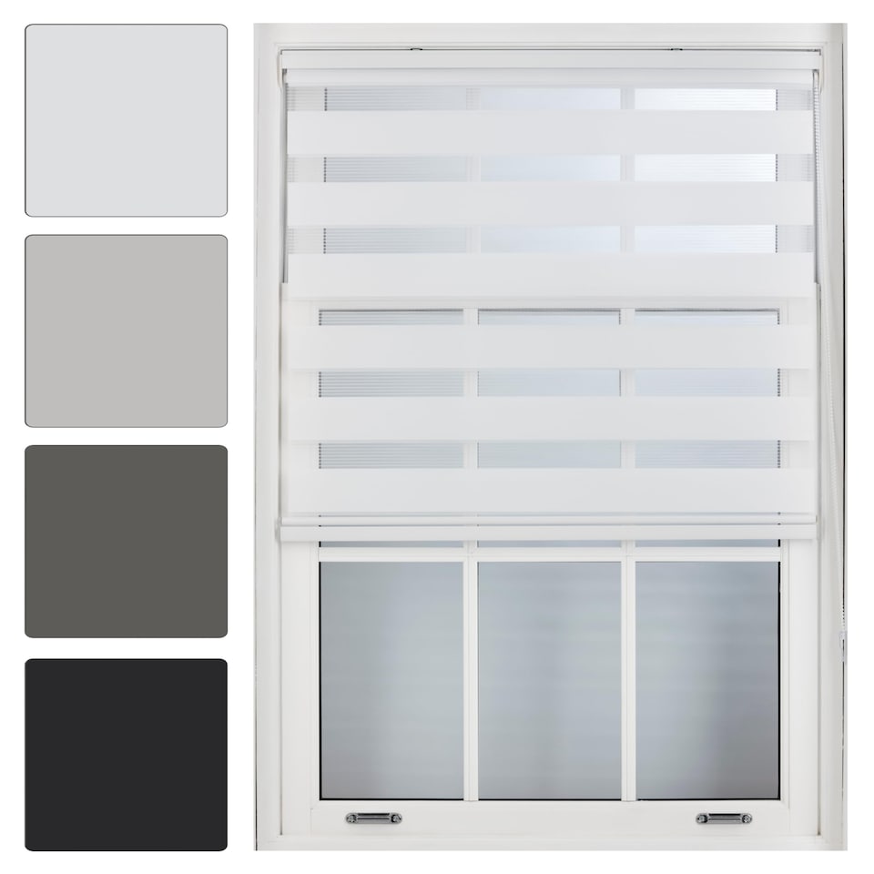 image 1 of Day and Night Zebra Roller Blind 85cm Wide x 165cm Long | White | White