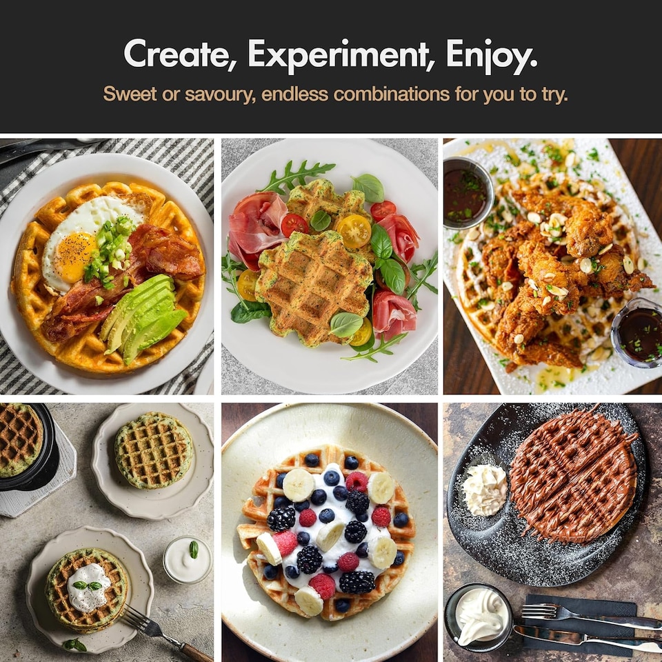 image 1 of VonShef Dual Round Waffle Maker with Non-Stick Plates