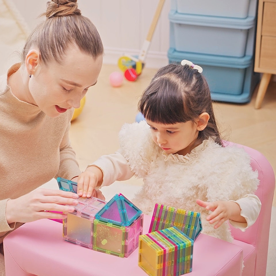 image 1 of HOMCOM Kids Mini Sofa Armchair Seat 2 In 1 Table Chair Set for 3 years | Pink | One Size