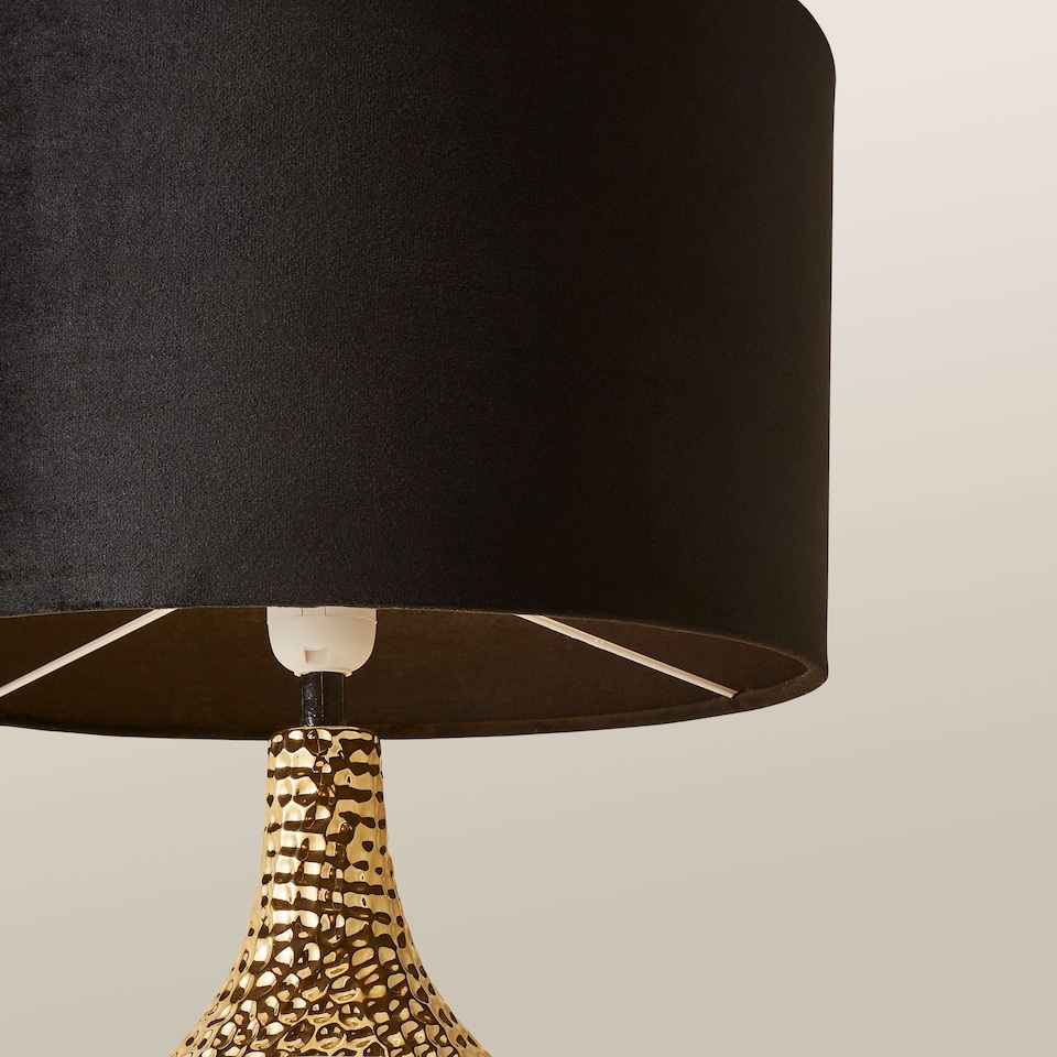 image 1 of ValueLights Bailey Gold Table Lamp Black Velvet Shade and Bulb