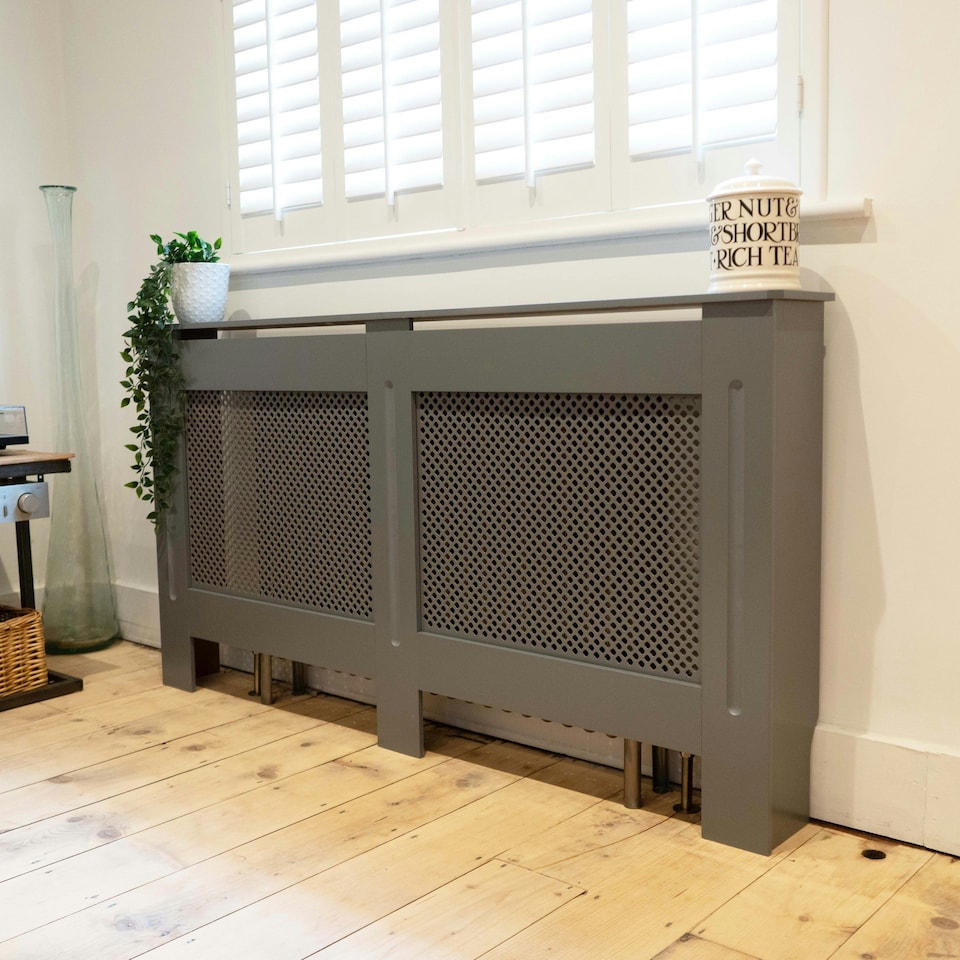 image 1 of Stylish MDF Diamond Grey Radiator Cover - Large
