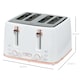 image 3 of HOMCOM 4 Slice Toaster with 7 Browning Levels, High Lift, ReheatDefrostCancel, Self-centring Function, Removable Crumb Tray, Auto Off, 1600W, White Honeycomb Texture | White | Pink accents