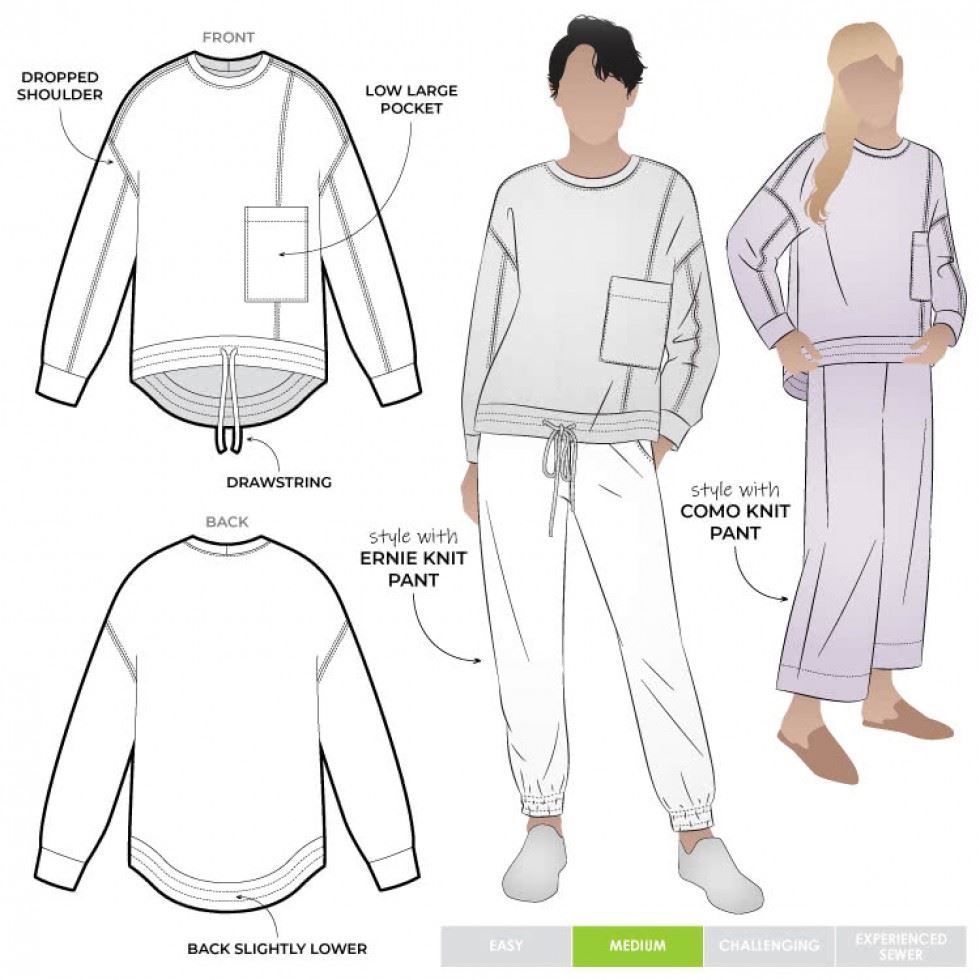 Style Arc Simpson Sweatshirt Paper Sewing Pattern – Women’s Tops & Sweaters, UK Sizes 4–16, Intermediate