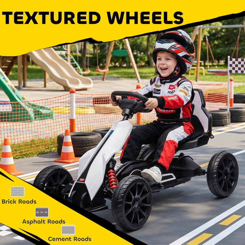 image 1 of HOMCOM 12V Electric Go Kart w/ Forward Reversing 2 Speeds for 3-8 Yrs White
