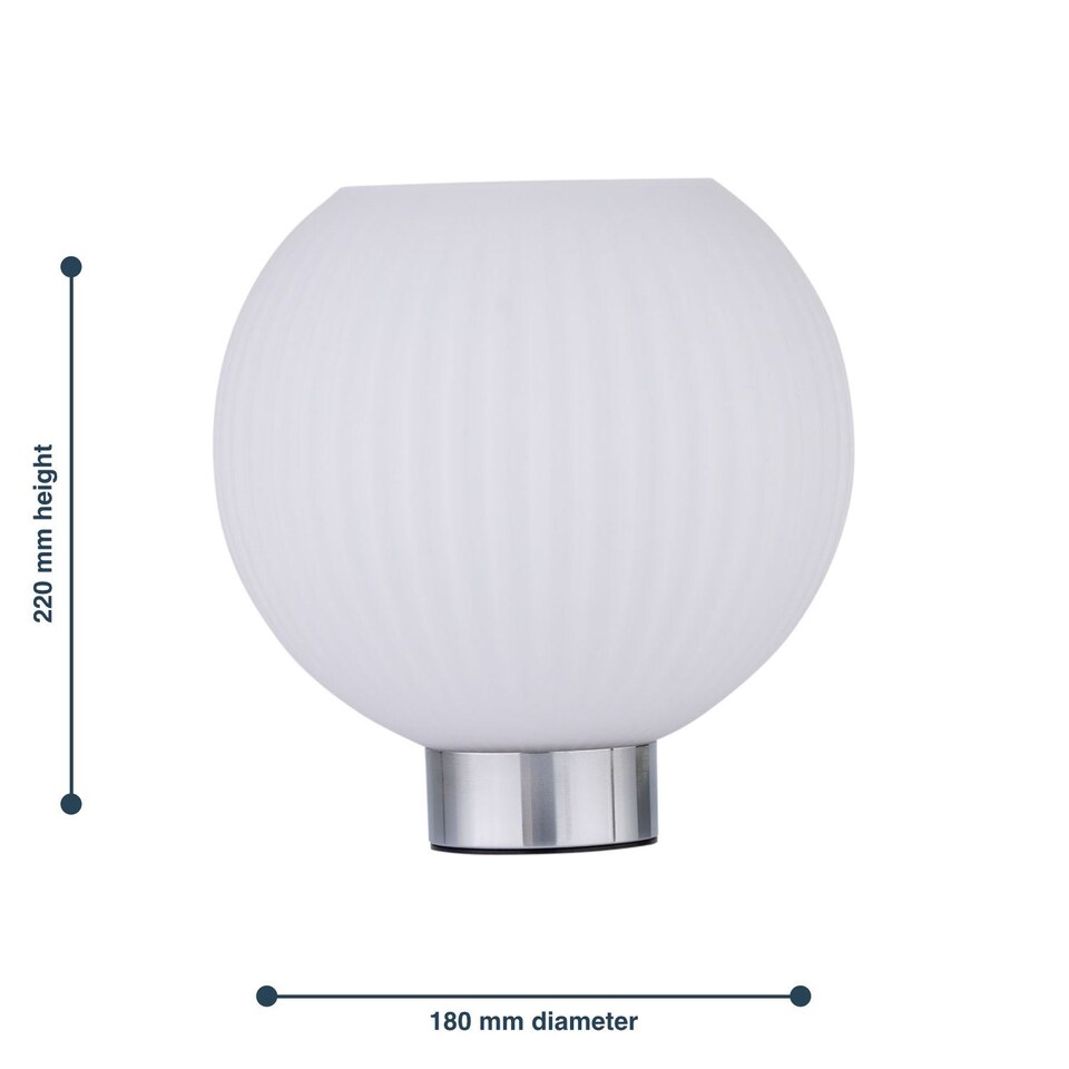 image 1 of Betchley - Battery Operated Chrome Lamp with White Glass | Chrome | White | Medium | 1