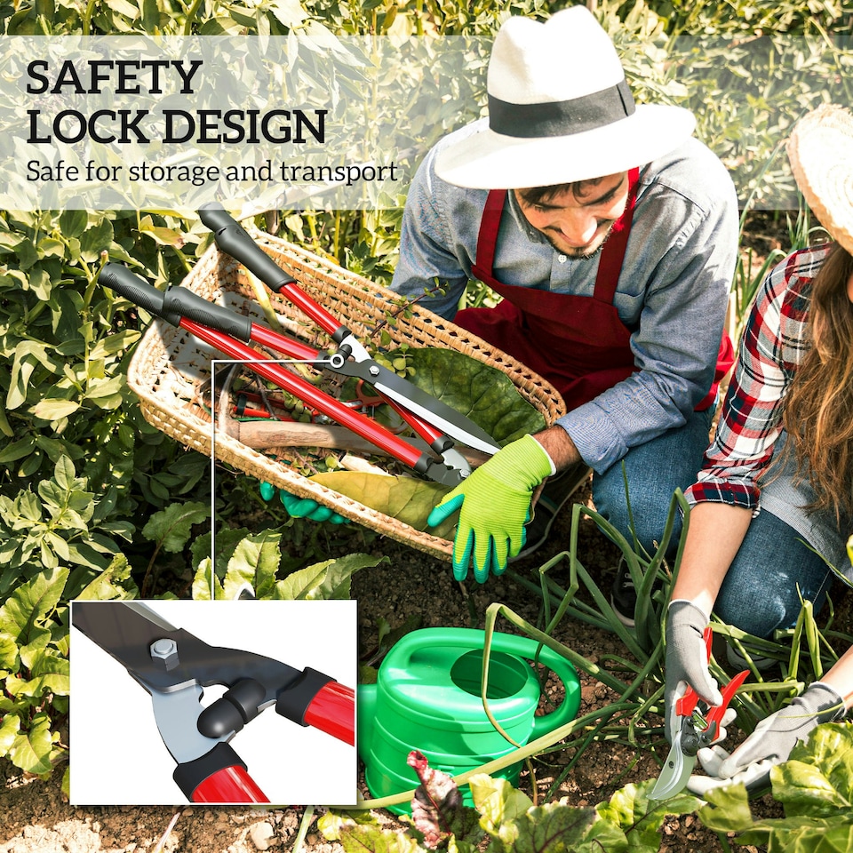 image 1 of Outsunny 3 PC Garden Shears Set w/ Hedge Shears, Lopper, Garden Secateurs