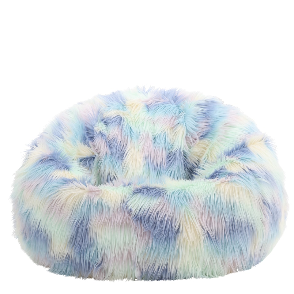 image 1 of Unicorn Classic Faux Fur Bean Bag Chair | Multi | Purple Blue Pink | 1
