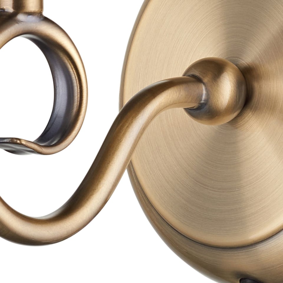image 1 of Traditional Antique Brass Wall Light Fitting with Scroll Arm and Pull Switch | Gold | Antique Brass | 1