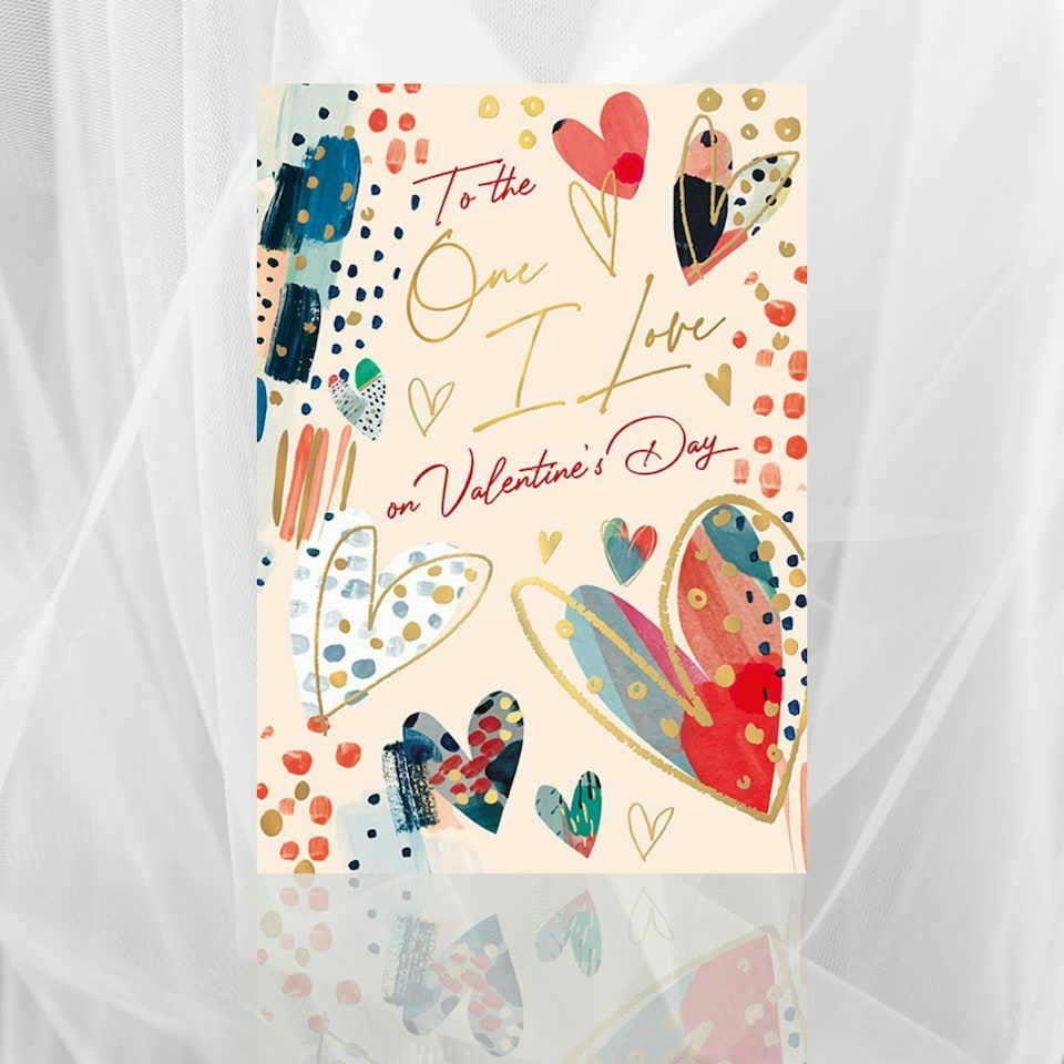 image 1 of Words 'n' Wishes Valentine Day Card to The One I Love on Valentine's Day, 23.5 x 16.5 cm, Multicoloured