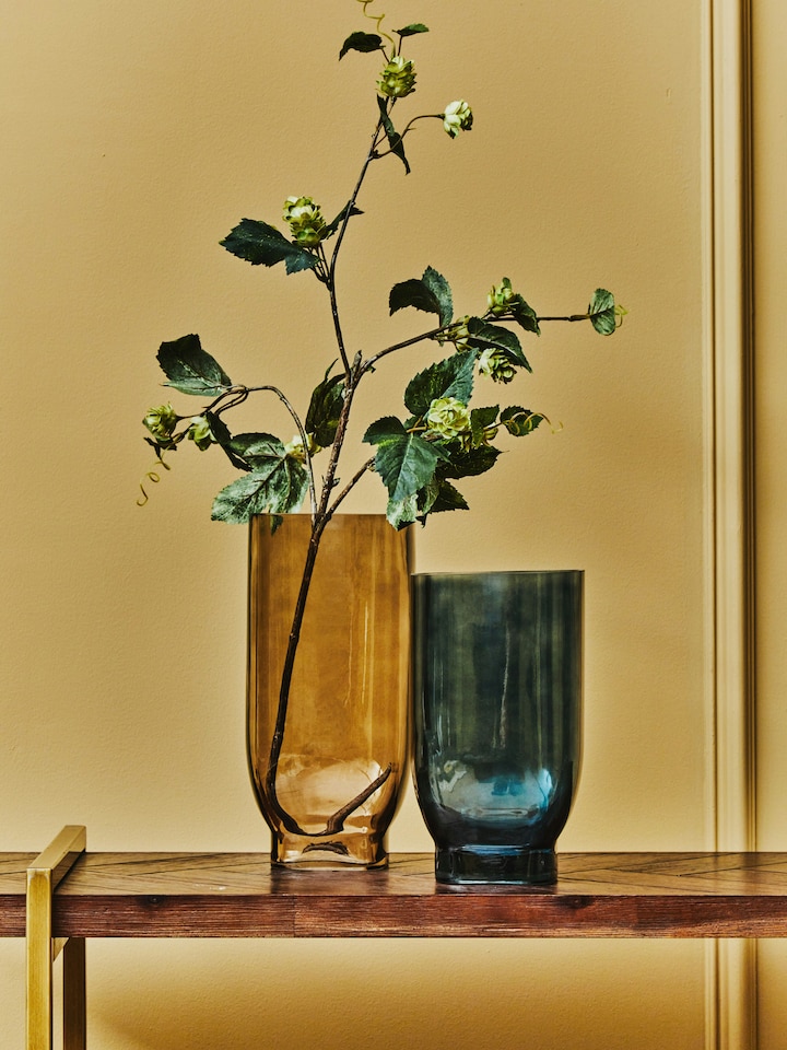 image 1 of Interiors by Premier Smoked Brown Glass Vase, Minimalist Flower Vase, Decorative Glass Vase, Large Flower Vase for Living Room | Brown