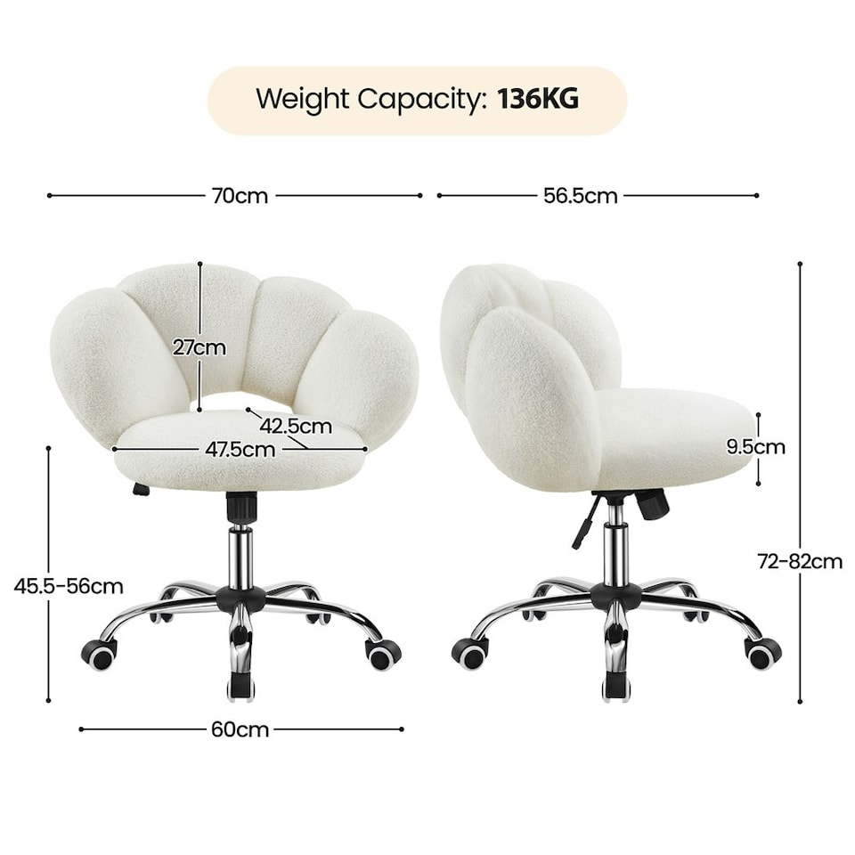 image 1 of Yaheetech Leisure Upholstered Desk Chair with Cloud-Shaped Backrest