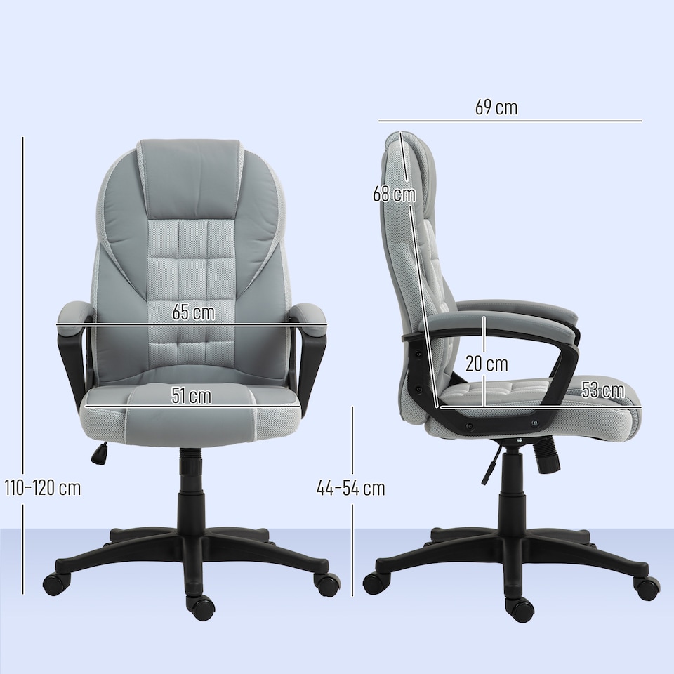 image 1 of HOMCOM Executive Office Chair, PU Leather High Back Desk Chair, Swivel Computer Chair with Adjustable Height and Tilt Function, Grey