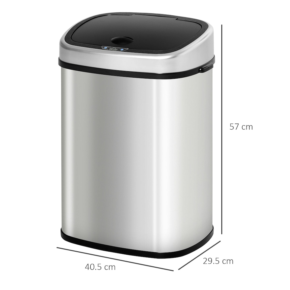 image 1 of HOMCOM Sensor Dustbin Touchless Trash Can Automatic Stainless Steel 48L Silver | 58L