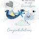 image 1 of Blue Stork Birth Of Grandson Congratulations Card