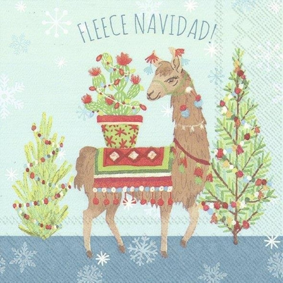 IHR Lunch Napkins Fleece Navidad Light Blue 33cm 3ply 20 Pack