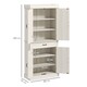 image 5 of HOMCOM Kitchen Cupboard with 4 Doors, Freestanding Storage Cabinet with Wide Drawer and Shelves for Living Room, 180cm, White Wood Grain