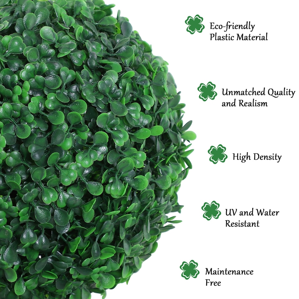 image 1 of Outsunny 2 PCS Artificial Boxwood Three Balls Tree Decorative  Plant Leaves