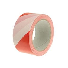 Faithfull Economy Self-adhesive Hazardtape - Red/White Stripes - Red/White