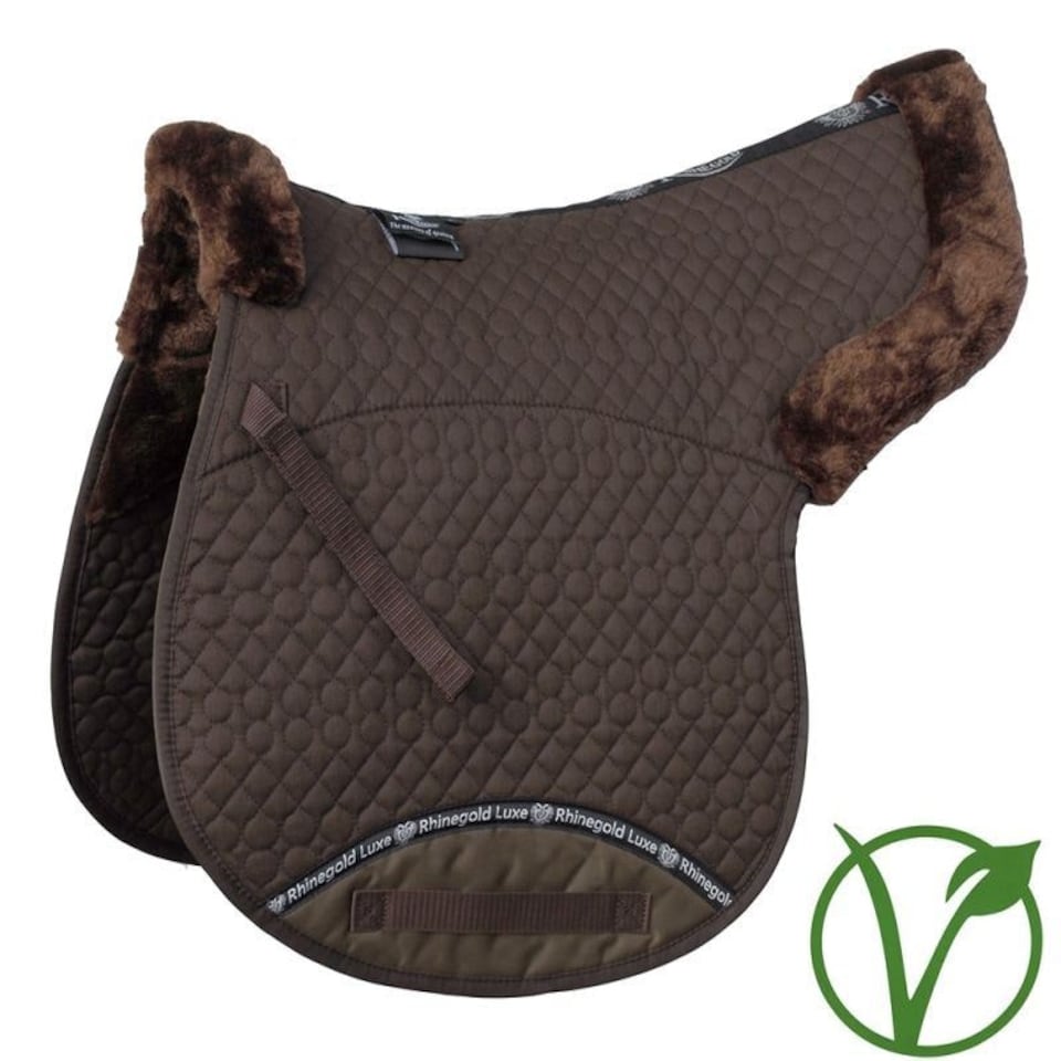 image 1 of Rhinegold Luxe Fur Numnah Brown | Colour: Brown/Natural
Size: Pony