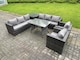 image 1 of Fimous Rattan Outdoor Furniture Sofa Garden Dining Set with Patio Dining Table 2 Armchairs Side Table 8 Seater Dark Grey Mixed