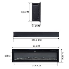 Living and Home 100 Inch Electric Fireplace- Recessed/Wall-mounted/Freestanding with Remote,1800W