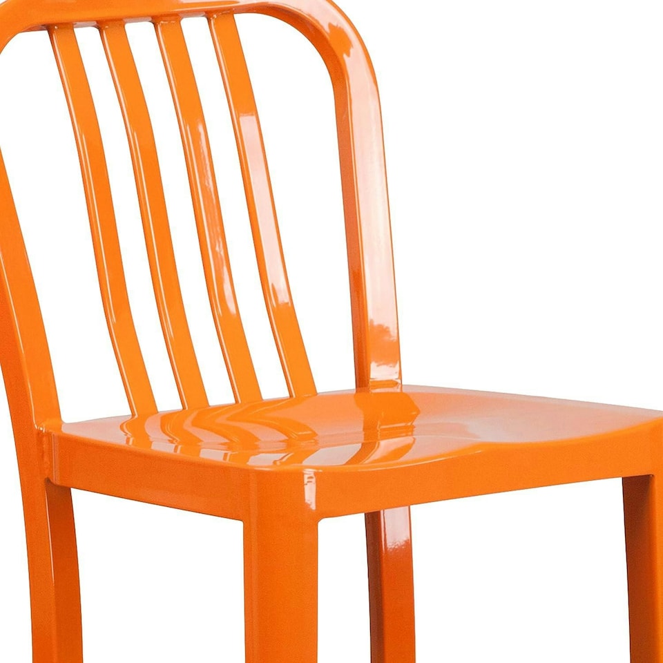 image 1 of Gael Slat Back Commercial Bar Stool Orange - Set of 2 - Modern Galvanised steel Orange