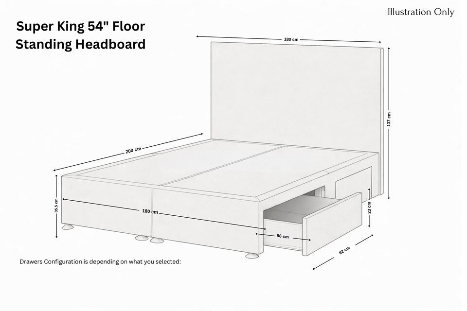 image 1 of Sloomy Alabama Latte Dumfries Divan Bed Base 4 Drawers With 54 Inch Floor Standing Headboard | Brown | Latte | Super King | 1